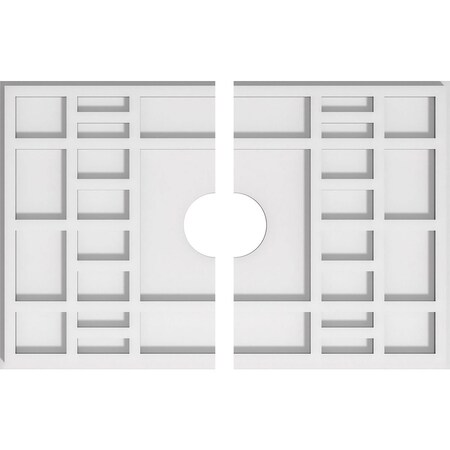 Ekena Millwork Beaux Architectural Grade PVC Ceiling Medallion, 20"W x 13 3/8"H x 3"ID x 7"C x 1"P, Two-Piece CMP20X13BX2-03000